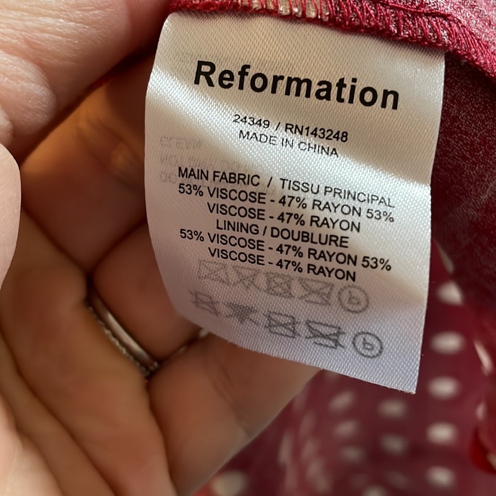 Reformation Strapless Raspberry Polka Dot Midi Dress - Picture 8 of 8